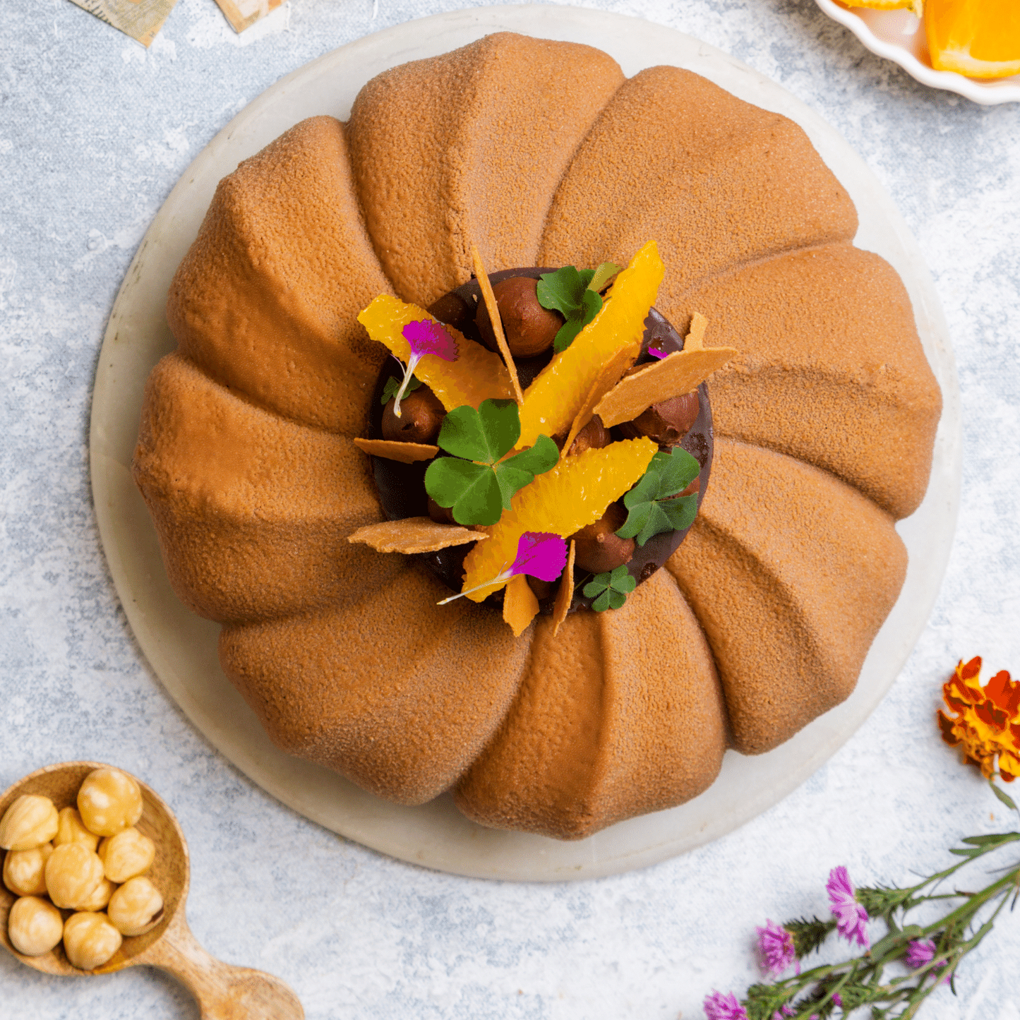Chocolate Apricot Cake Top View
